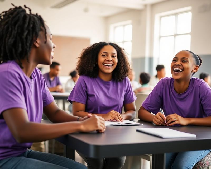 Girls laughing together during a mentorship session